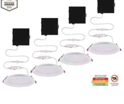 Commercial Electric Slim Baffle 4 in. Color Selectable Recessed LED Kit 4-Pack