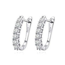 2/3mm D Color Round Cut Moissanite Hoop Huggie Earrings 925 Sterling Silver GRA