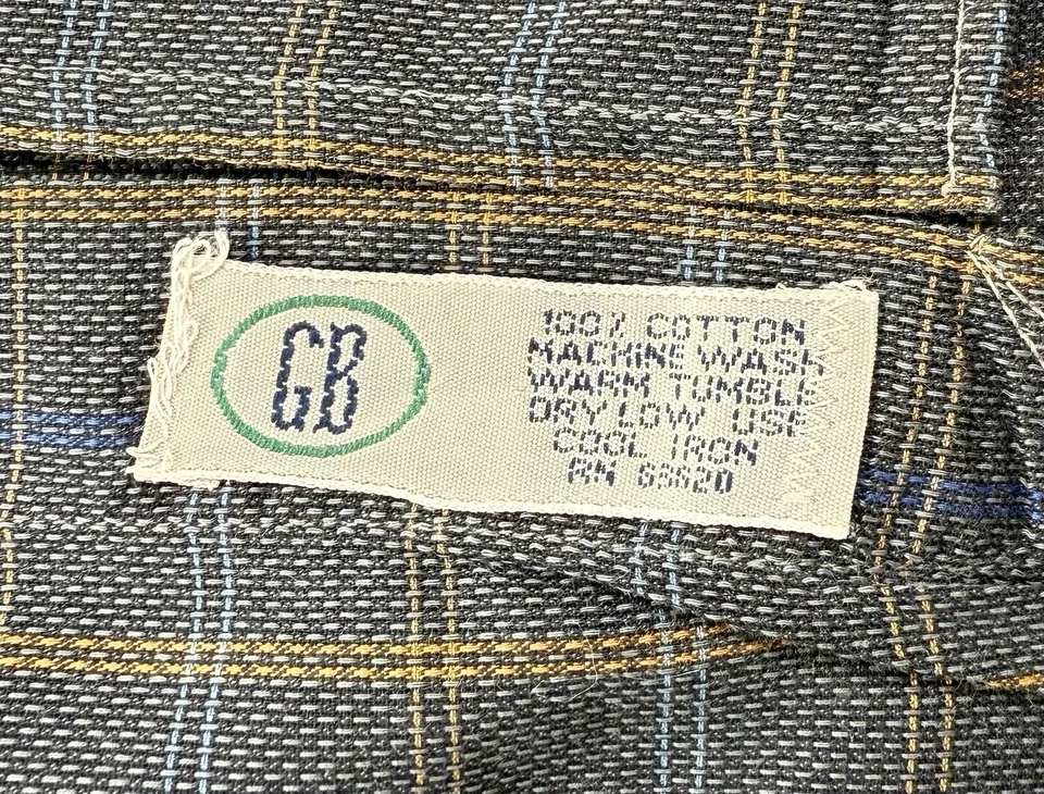 Gitman Bros Shirt Mens XL Vintage Blue Gray Orange Plaid Cotton Button Down USA - Image 4 of 4