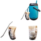 Gaucho Bruno Yerba Mate Guampa Paraguayan Terere Set Bombilla Straw Large Flask