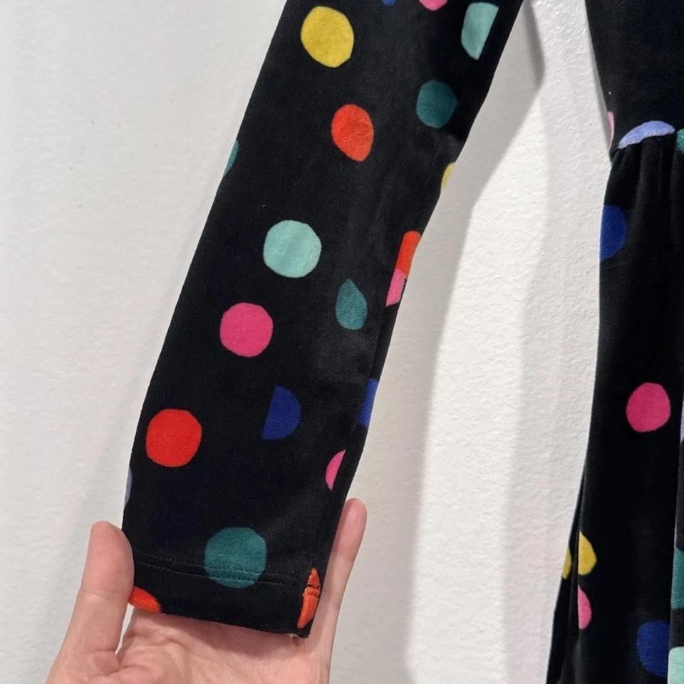 Hanna Andersson Black Velour Confetti Skater Dress Girls Size 6-7 Retro Pockets - Image 3 of 4