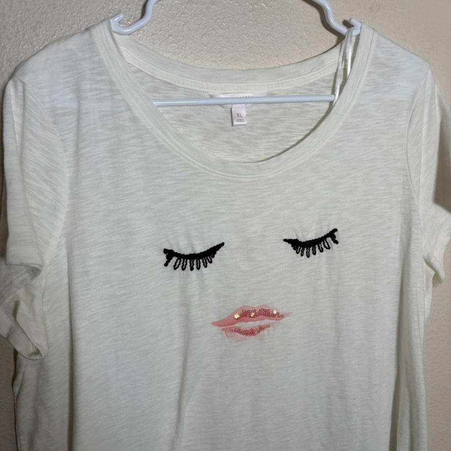 LC Lauren Conrad Blouse Women's XL Makeup Short Sleeve Sheer T-Shirt Casual - Image 3 of 4