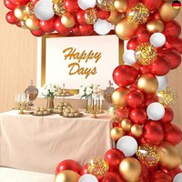 107 StüCk Rot Weiß Gold Girlande Ballonbogen Luftballons Girlande Set,Konfetti L