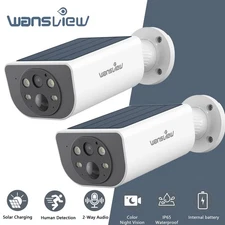 2PCS Wansview 3MP Solar Security Camera Outdoor Wireless WiFi Cameras for Home