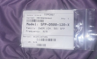 DWDM SFP Transceiver Module   Model SFP-D500-120-X (Channel 50, 120 km Range)