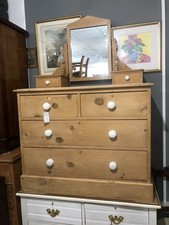 L(401) Victorian Pine Dressing Table With Drawers And Mirror