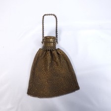 Antique Whiting Davis Expandable Mesh Coin Purse Beggars Bag Gold Tone Brass