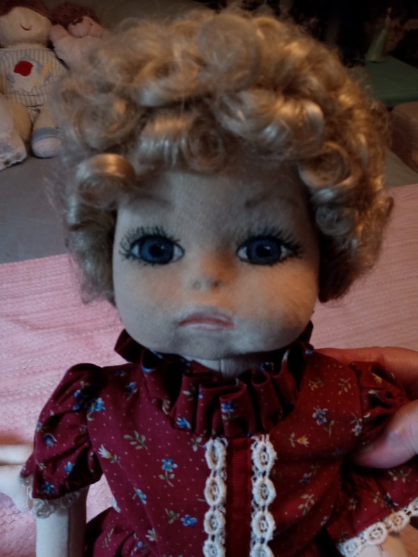 Handmade beautiful girl doll with curly hair in great condition and very unique 