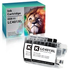 2pk LC401XL Black Ink Cartridges for Brother MFC-J1010DW MFC-J1012DW MFC-J1170DW