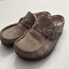 Birkenstock Buckley Shearling Taupe Suede Clogs Mules Womens Shoes US 7 EU 38