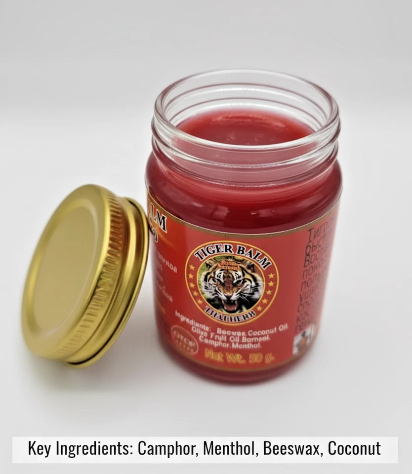 Thai Red Herbal Balm 50g - Authentic Thai Aromatic Balm with Campher & Menthol | - Bild 3 von 4