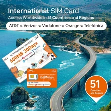 30-Day 600MB Global 4G LTE SIM - TALKSIM Coverage for 51 Countries