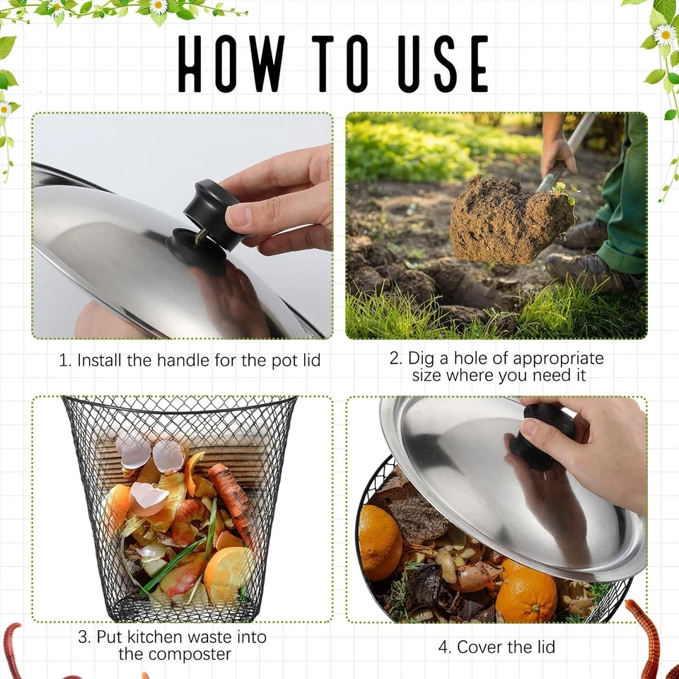 Compostador de gusanos de granja 4 piezas con tapas 9,1 x 9,1 x 5,9 pulgadas compost de gusanos Foto 3 de 4