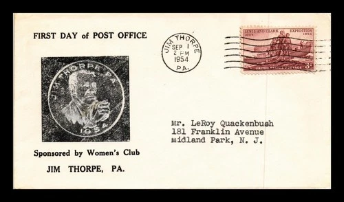 DR JIM STAMPS US COVER JIM THORPE PENNSYLVANIA FIRST DAY POST OFFICE