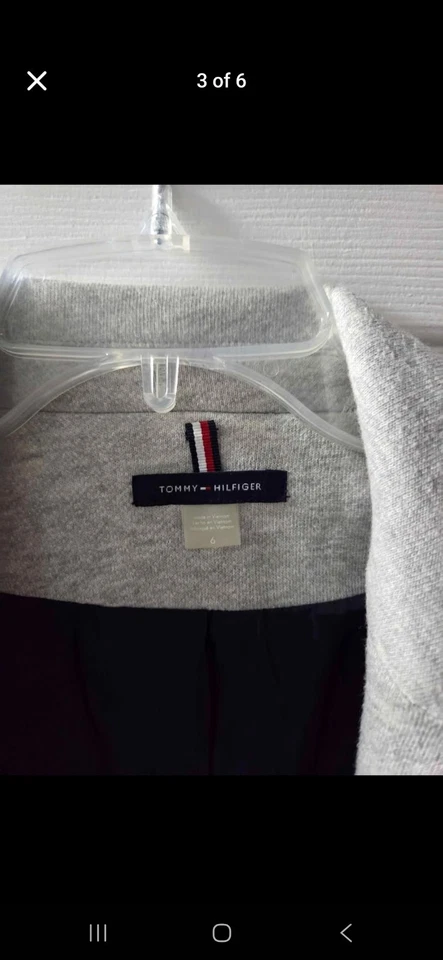 Blazer Tommy Hilfiger para mujer gris jersey parche en el codo talla 6 forrado Foto 2 de 4