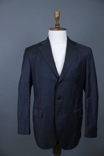 Boglioli Sartoria Blue Three Button Notched Lapel Pockets Blazer Jacket Sz L