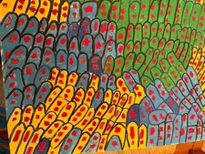 QUADRO DIPINTO A MANO SU CARTA CON ACRILICO cm 30 x 40 ASTRATTO