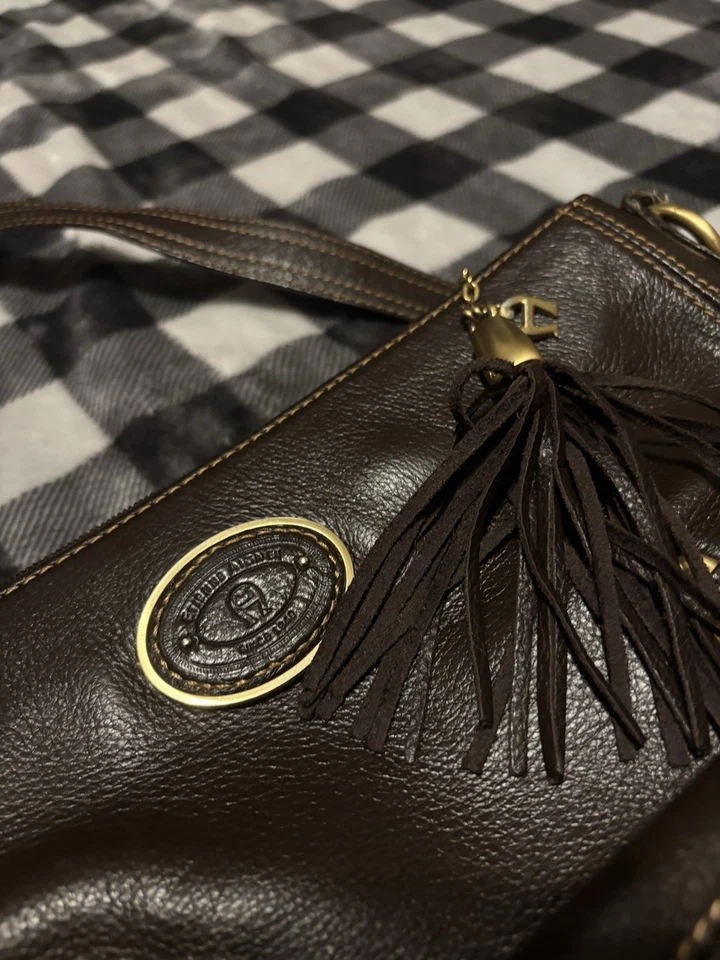 Винтажная вместительная коричневая кожаная наплечная сумка Etienne Aigner, отличное состояние товара - Изображение 2 из 4