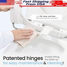 Patented Bidet Attachment Toilet Seat 360  Self-Clean Easy Install White U-Shape