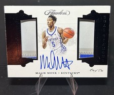 Malik Monk 2018 Panini Flawless Collegiate Auto Dual Diamond 1/1 Wildcats UK