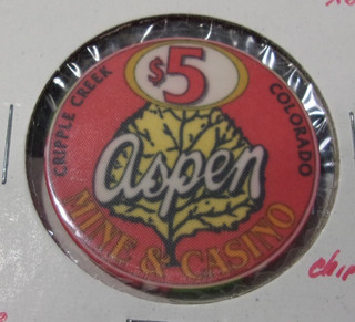 ASPEN MINE & CASINO $5 hotel gaming poker chip Cripple Creek CO
