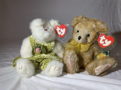 Vintage Ty Attic Treasures Lot - Katrina the Cat & Emma the Bear Jointed Plush
