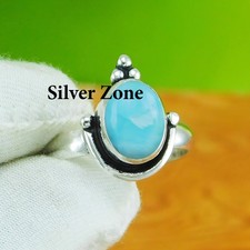 Larimar Gemstone 925 Sterling Silver Handmade Jewelry Ring Size 5 to 13