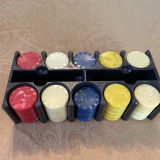 Vintage Marbled Celluloid Poker Chips Set 1 Deck Of Cards Missing 5 Chips