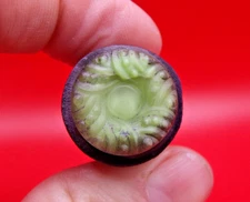 Vintage Larger Glass & Wood Flower Design Sealing Wax Seal Stamp