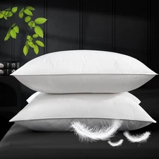 Goose Feather Pillows Set of 2 Soft 100% Cotton Cover Fluffy Sleep