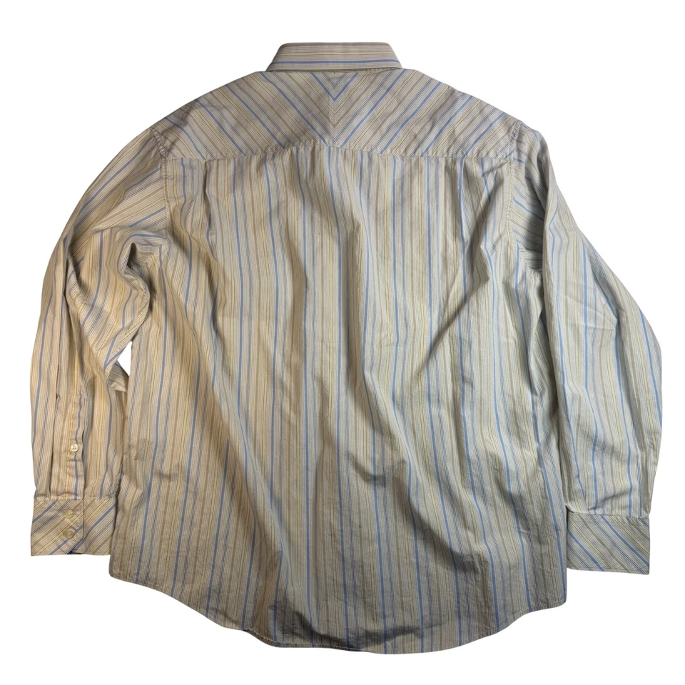 Camisa social masculina Perry Ellis 17 1/2 34/35 listrada manga longa com botões - Imagem 2 de 4