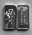(50) 1 GRAM 0.999+ PURE SILVER ROSE BARS b4