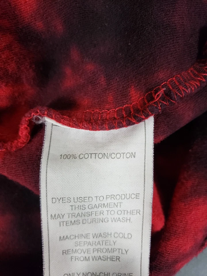 Empyre Tie Dye Lavado Ácido Manga Larga XS Negro/Rojo Rosas Bordadas Floral Foto 4 de 4