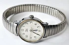 Vintage Timex Watch Silver Tone Metal Stretch Band Phillipines Stainless Steel