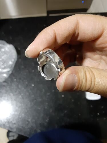 HeavyThick Sterling Silver ( 950 ) Men Ring (ENGRAVED BLACK JADE STONE) يشم أسود - Picture 15 of 24