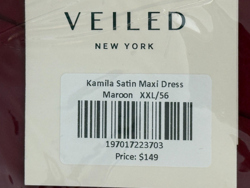 $119 VEILED Kamila Open Abaya *MISLABELED MAXI DRESS* | Maroon | XXL, Length 56" - Picture 11 of 13
