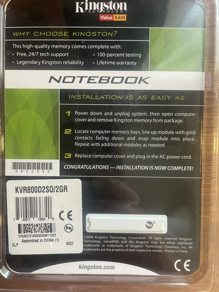 KINGSTON 2GB DDR2 NOTEBOOK MEMORY PC2-6400/800 MHz - Image 3 of 3