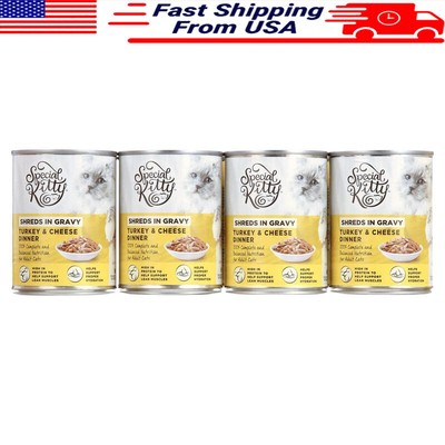 Turkey & Cheese Dinner Shreds in Gravy Wet Cat Food 13 oz Cans 12 Pack