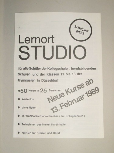 80er Jahre Lernort Studio Düsseldorf Kursprogramm Schulj.1988/89 Kollegschule