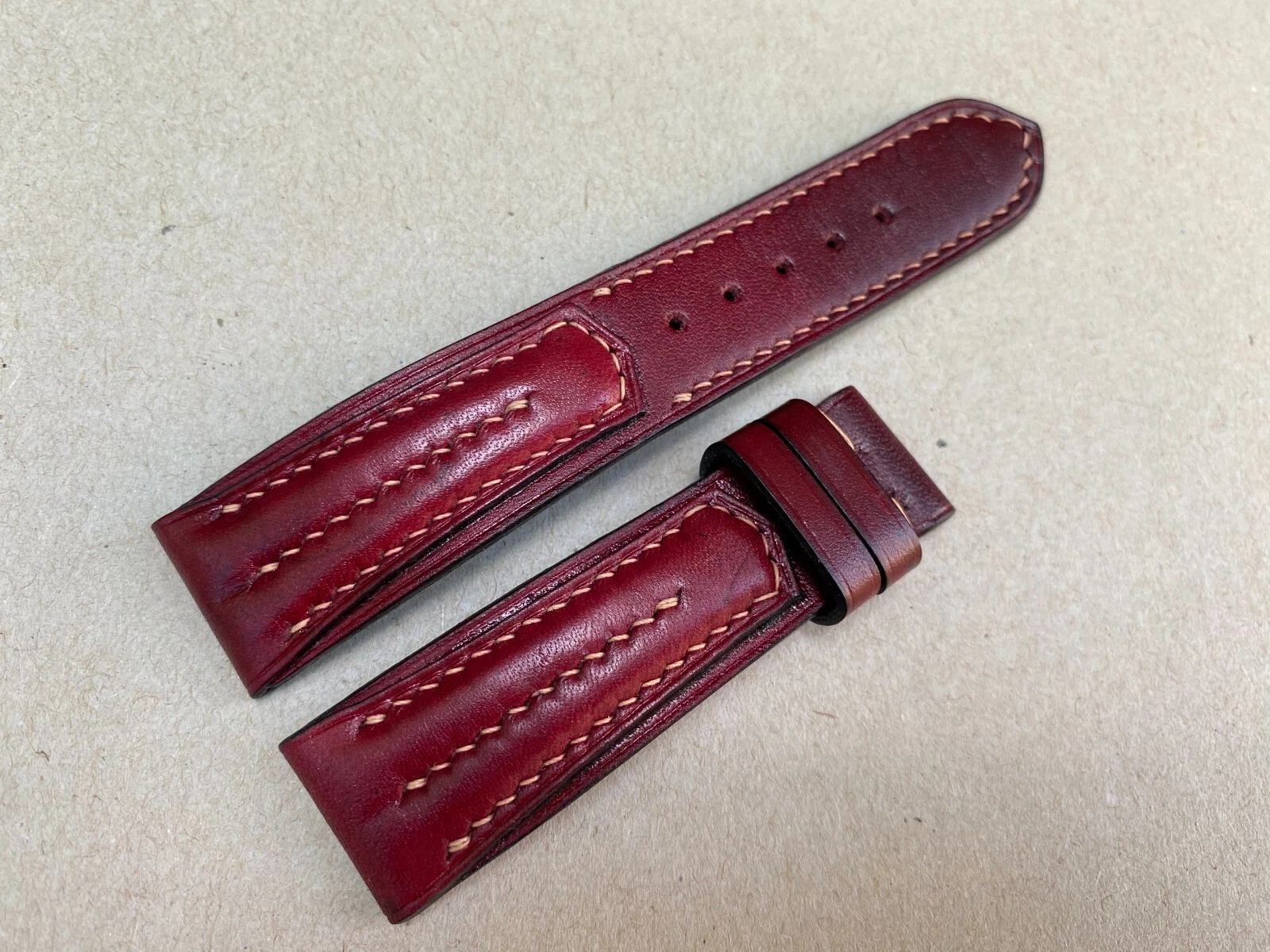 22mm/20mm genuine VEG cowhide watch strap band, Handmade leather watch band