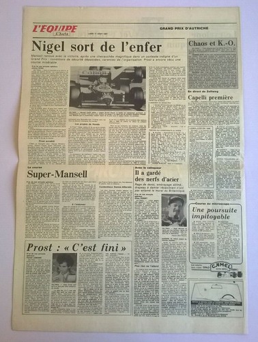 L'EQUIPE N°12.837 du 17/08/1987 -Monaco file à l'anglaise/Piquet dans l'euphorie - Picture 5 of 5