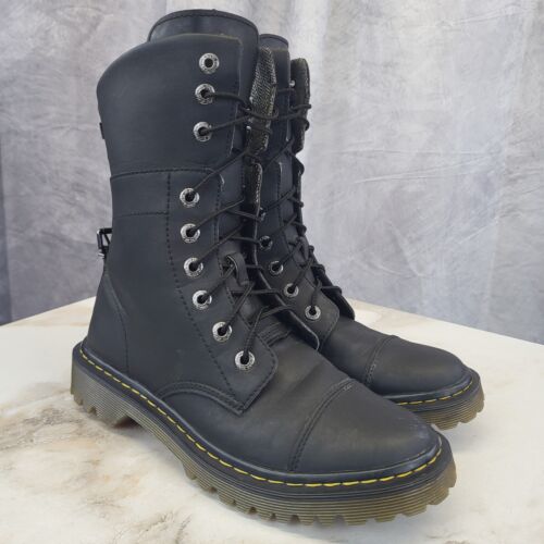 Dr. Martens YUBA 9 Eye Foldable Lace Up Boots Women's Size 8 Black