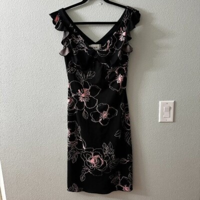 Vintage 90s Y2K DBY Babydoll Slip Midi Dress Medium Dark Romantic Whimsigoth