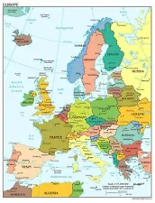 Iconic Arts Laminated 24x31 Poster: Political Map - Map of Europe 2012 