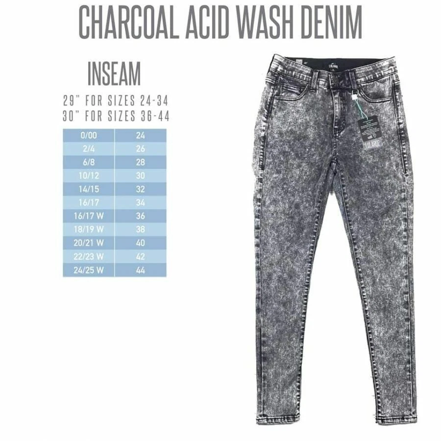 LuLaRoe Skinny Denim Jeans Charcoal Acid Wash Size 24 Standard Size 00/0 NEW co