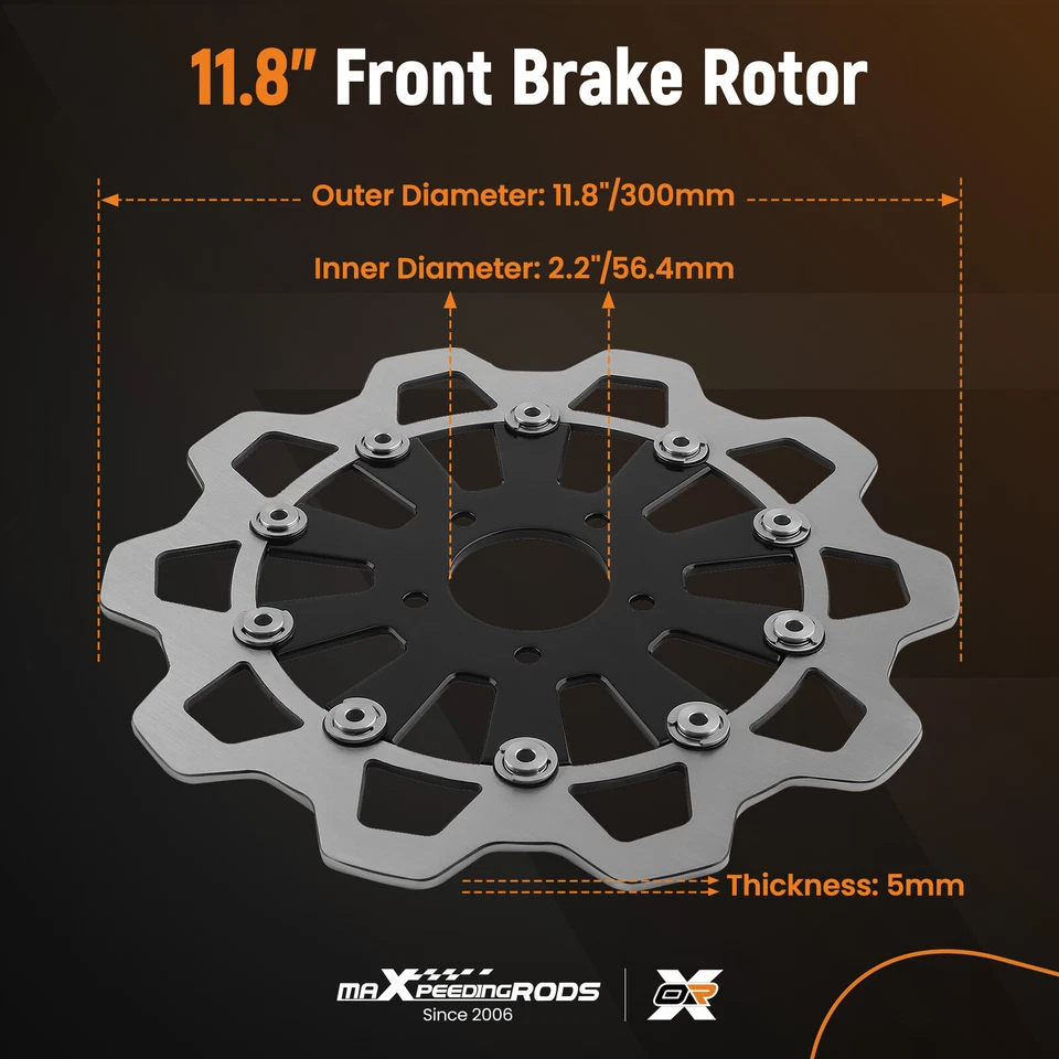 Rotor de freio dianteiro flutuante 11,8" para Harley-Davidson Touring 08-19 Dyna 06-17 - Imagem 3 de 4