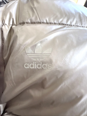 adidas women's Puffed Long Fur Jacket Size Large New Beige