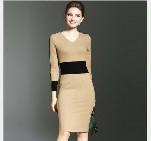 Fashion Women Long Sleeve Pencil Dress 