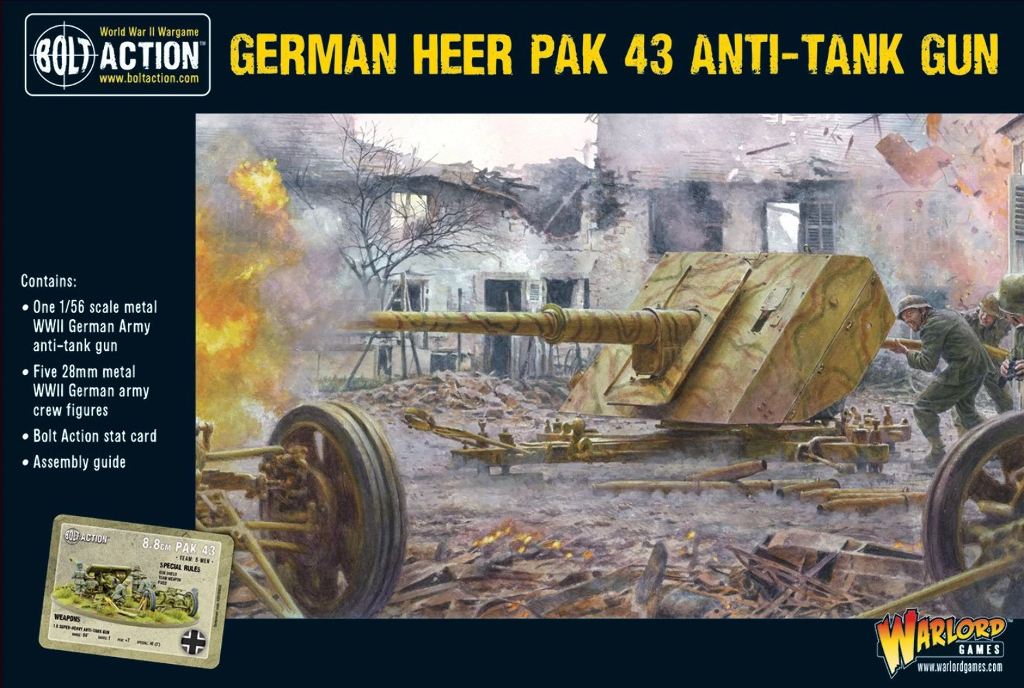 Bolt Action - German Heer Pak 43 anti-tank gun - Warlord Games