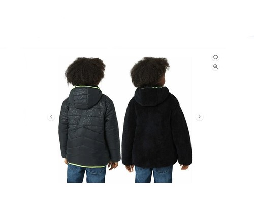 Kids Eddie Bauer Jacket Reversible Hooded Fleece Plush Youth XS-L(5-16) Black - Picture 2 of 3